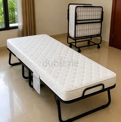 Foldable Guest/Single Rollaway Bed with Mattress - Good Condition