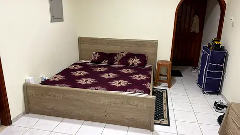 Double wooden bed frame with mattress bedside and 6 drawer dresser