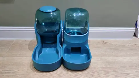 Automatic Water and Food Dispenser Pair (Blue) - Used