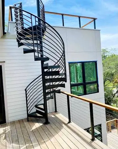 Black Metal Spiral Staircase - Outdoor/Roof Access, Ready to Install