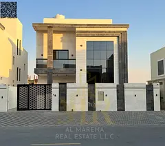 Villa in Al Amerah, Ajman, close to amenities | 5 master bedrooms | Electricity, water, and air cond