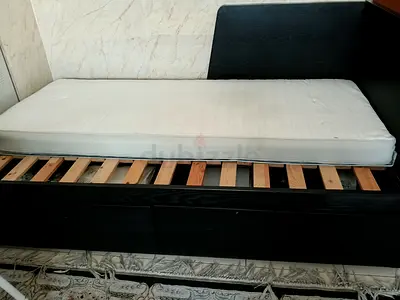 Ikea DayBed frame with mattress and storage drawers - dark finish