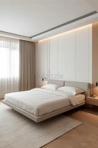 Modern Grey Upholstered Bed Frame with Headboard - Queen