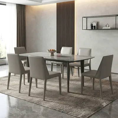 Nordic Modern  6 leather  Dining Chairs