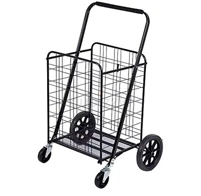 Black Metal Folding Shopping Cart