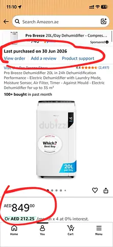 Pro Breeze 20L Dehumidifier – Like New (Purchased June 30, 2026) – Price on amazon.ae 849 AED