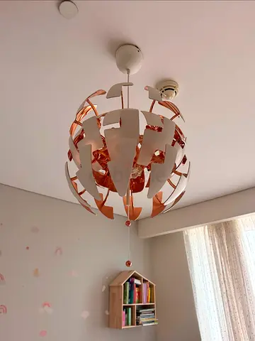 IKEA modern pendant ceiling light (metallic/white) - good condition