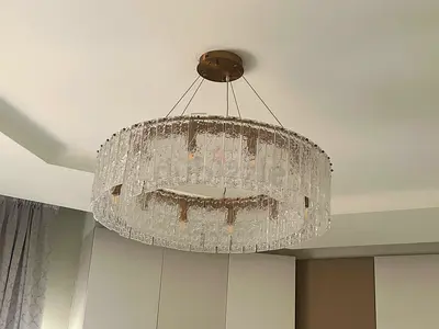 Modern crystal ring chandelier - large round pendant light