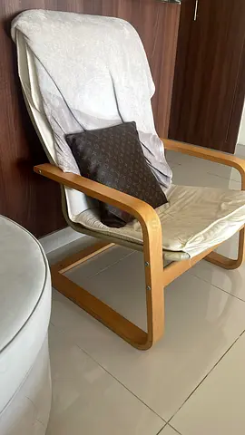 Ikea Poäng Armchair with Cushion - Light Wood Frame