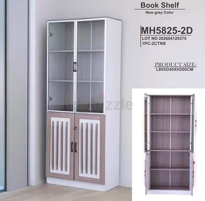 Tall 4-Door File Cabinet /Book Shelf / Cabinet in Grey — 80x40x200cm