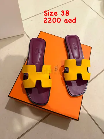 Authentic Hermes Oran yellow suede size 38