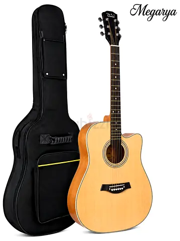 MegArya 38-Inch Natural Cutaway Acoustic Guitar with Carry Bag