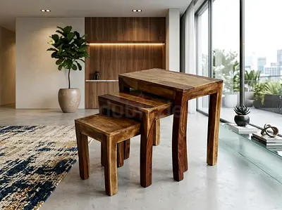 Marina Solid Sheesham Wood Nesting Coffee Tables - Set of 3