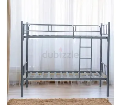 Metal Bunk Bed Frame - Twin over Twin, Grey, Sturdy Steel