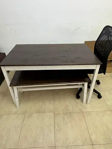 Modern Wooden Study Desk with 2 Benches