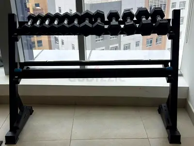 Adjustable Dumbbell Set with 2-Tier Rack - Used
