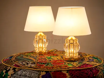 Pair of Crystal Table Lamps - dual lightening systems