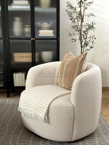 Modern Boucle Fabric Sofa with Cushions