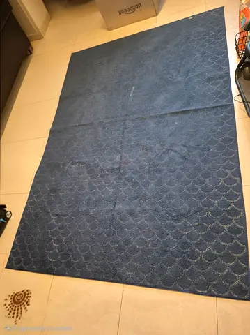 Blue patterned area rug - used, good condition
