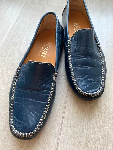 Rossi navy leather slip-on loafers - size 40 /Europe/, NEW