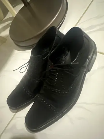 Pakistan hand made Black leather brogue dress shoes - size 42