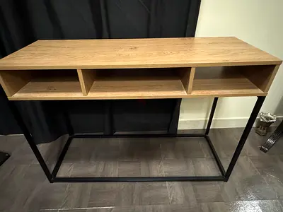 Wooden Console Table with Open Storage and Metal Frame