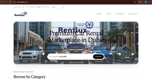 Ready-Built UAE Car Rental Marketplace for Sale | Website, App Admin