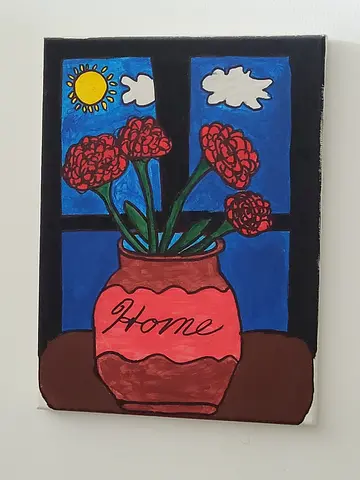 MOVING OUT SALE: Hand-painted Floral Canvas Home - Decorative Wall Art