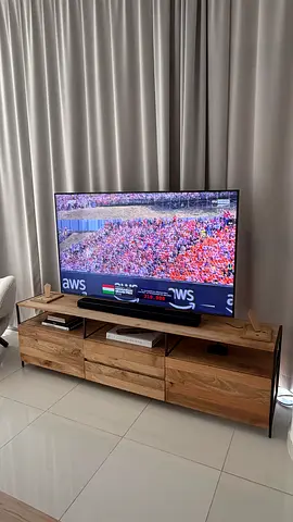 Solid wood TV console / entertainment unit - natural finish
