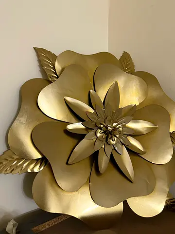 Large Gold Metal Flower Wall Art - Decorative Wall Sculpture