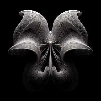 Abstract Black White Digital Art Print — Organic Fractal Design ( Butterfly 🦋)