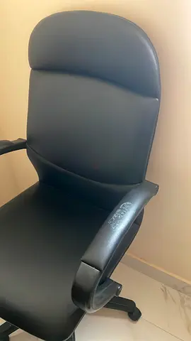 Black Leather Ergonomic Office Chair with Armrests