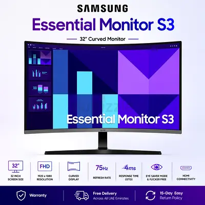 Samsung 32 Inch S39GD FHD VA 100Hz Curved Monitor with Speakers