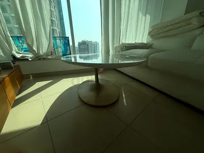 Crate And Barrel - White Marble Oval Coffee table