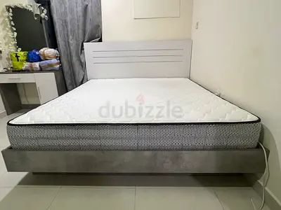King size bed frame with mattress - modern grey finish