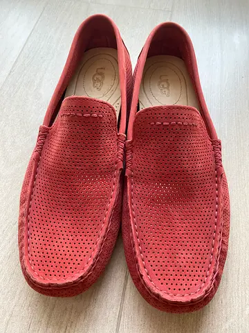 UGG Men’s Suede Perforated Slip-On Loafers - Size EU 40,5, Red