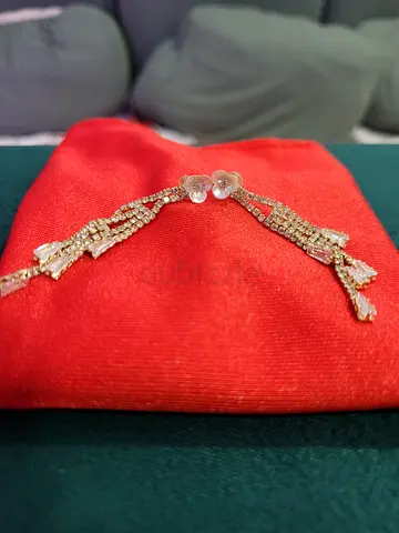 SALE - NEW: Delicate Gold-tone Earrings with crystal accents