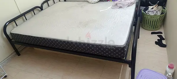 Steel bed with mattress