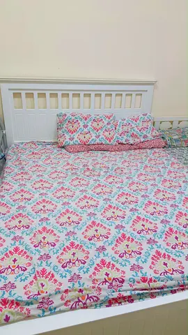 Bed with mattress, wardrobe