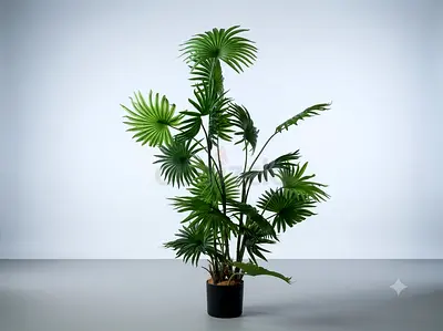 Tall Potted Artificial Palm Plant – Green Decorative Indoor Plant