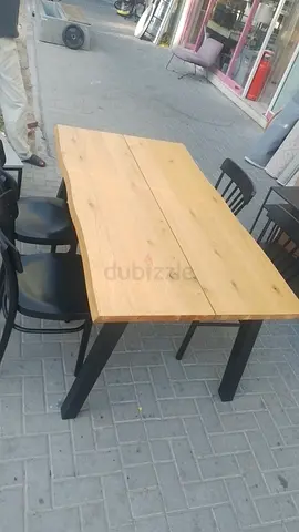 Solid Wood Dining Table with Metal Legs - Seats 4