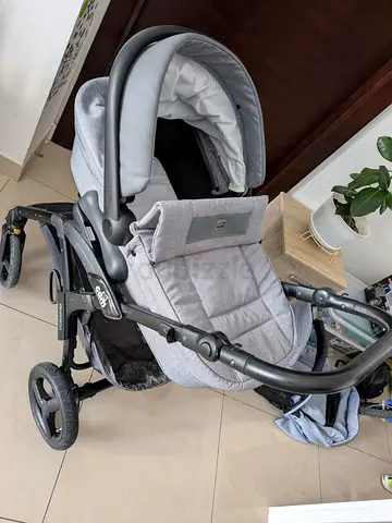 Grey 3-in-1 Baby Stroller with Bassinet/Seat - Good Condition