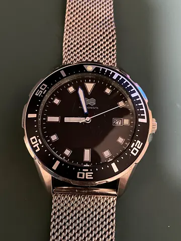 Mens Stainless Steel Dive Watch with Mesh Bracelet