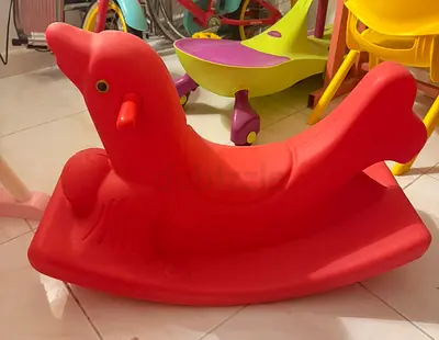 Red Plastic Rocking Dolphin for Toddlers - Good Condition