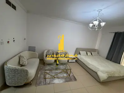 Luxury second occupied studio with separate kitchen and open view, fully furnished ✨ Ajman, Jasmine Towers. For monthly rent.
