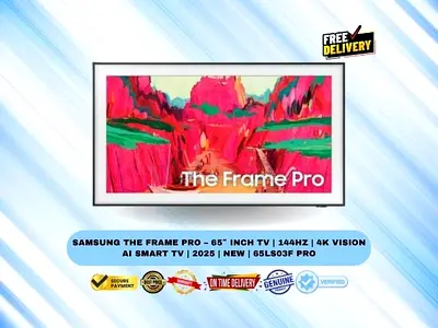 Samsung The Frame Pro – 65″ Inch TV | 144Hz | 4K Vision AI Smart TV | 2025 | New | 65LS03F PRO