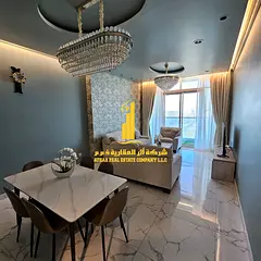 With a sea view. Luxury apartment, first occupancy, two bedrooms, living room, and open balcony. Ajm