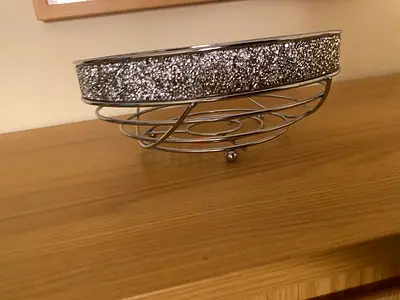Decorative Chrome Fruit Bowl with Crystal Detail