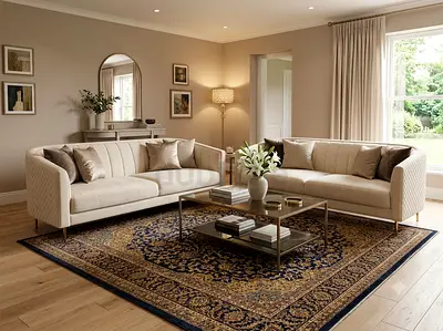 Modern Cream Fabric Sofa Set 3+2