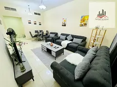Sharjah, Al Taawun: Apartment with two bedrooms, a living room, a kitchen, and three bathrooms.